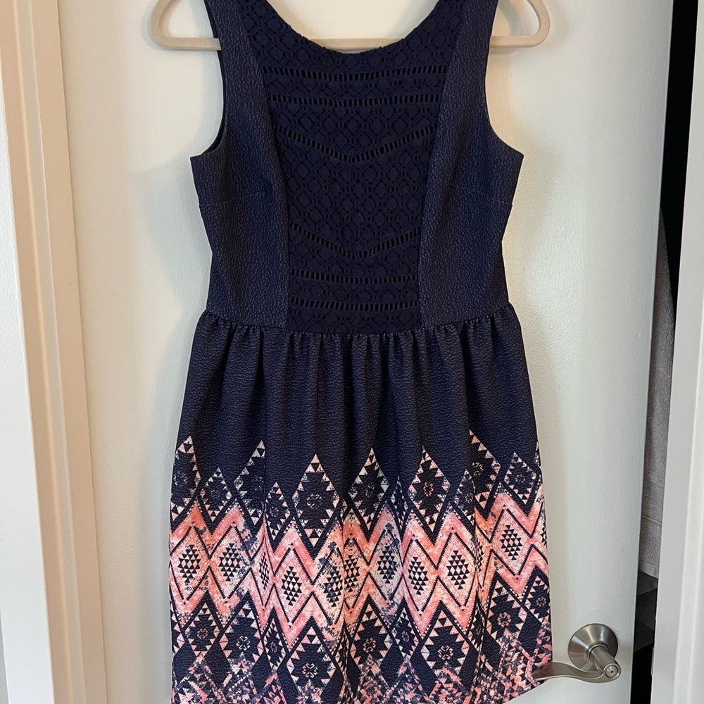 Xhilaration Navy and Pink Dress